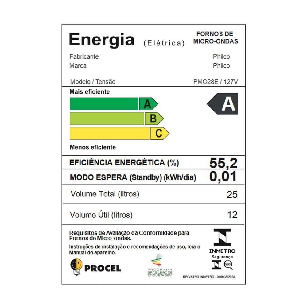 Micro-ondas 25L Philco Espelhado Limpa Fácil 1100W PMO28E 220V - 5