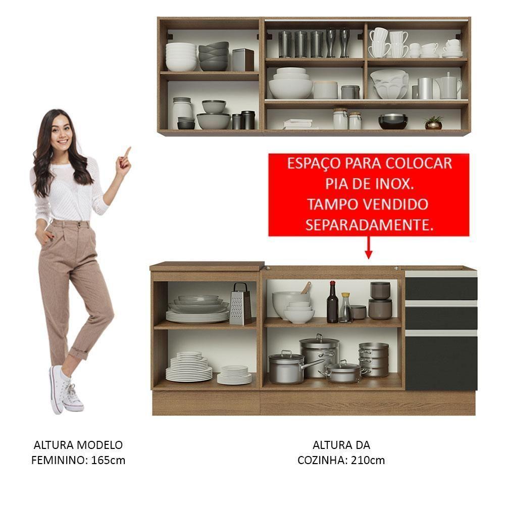 Cozinha Completa 180006 Com Armário E Balcão Rustic/Preto - 7