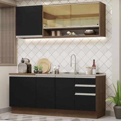 Cozinha Completa 180006 Com Armário E Balcão Rustic/Preto