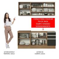 Cozinha Completa 180006 Com Armário E Balcão Rustic/Preto - 7