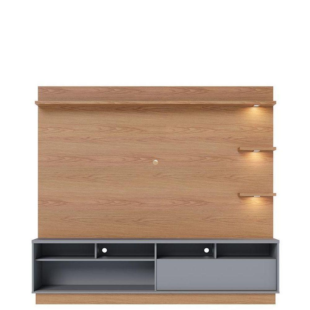 Estante Home Theater Campeche Freijó Cinza Acetinado Com Aparador Riviera Freijó ? Colibri - 3