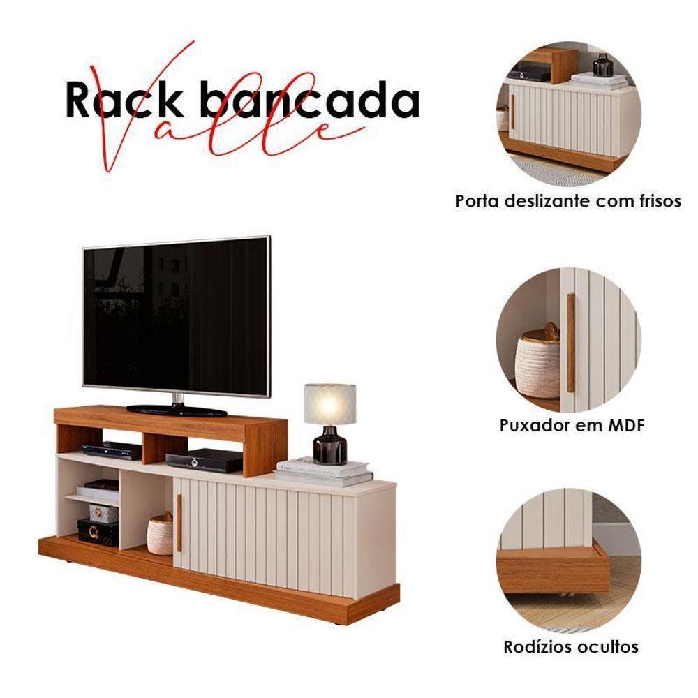 Rack Bancada Para Sala Valle Freijó Off White ? Dj Móveis - 3