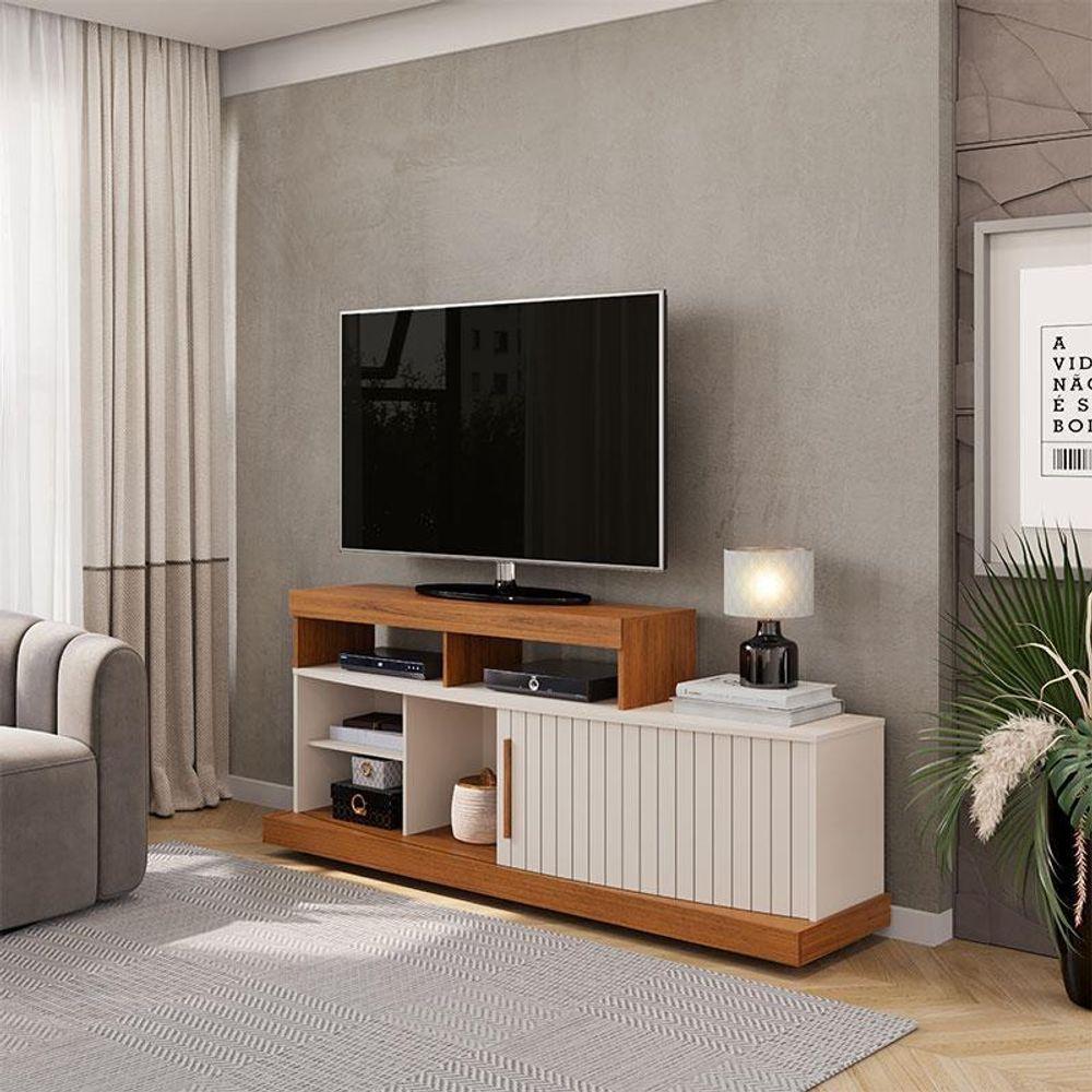 Rack Bancada Para Sala Valle Freijó Off White ? Dj Móveis - 4