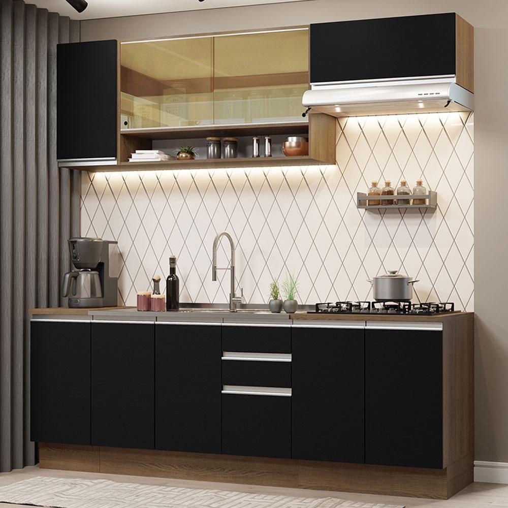 Cozinha Completa 240003 Com Armário E Balcão Rustic/Preto - 1