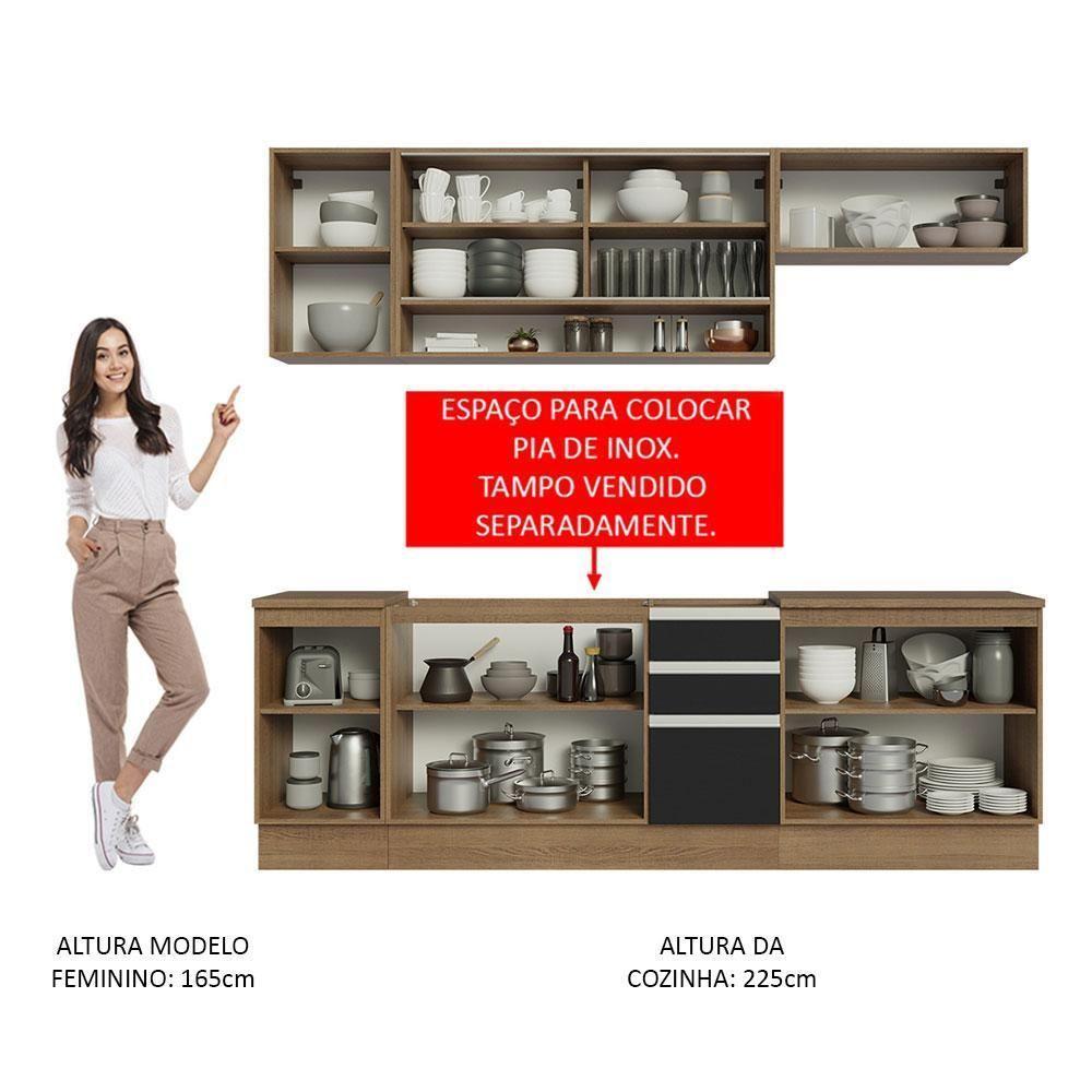 Cozinha Completa 240003 Com Armário E Balcão Rustic/Preto - 7