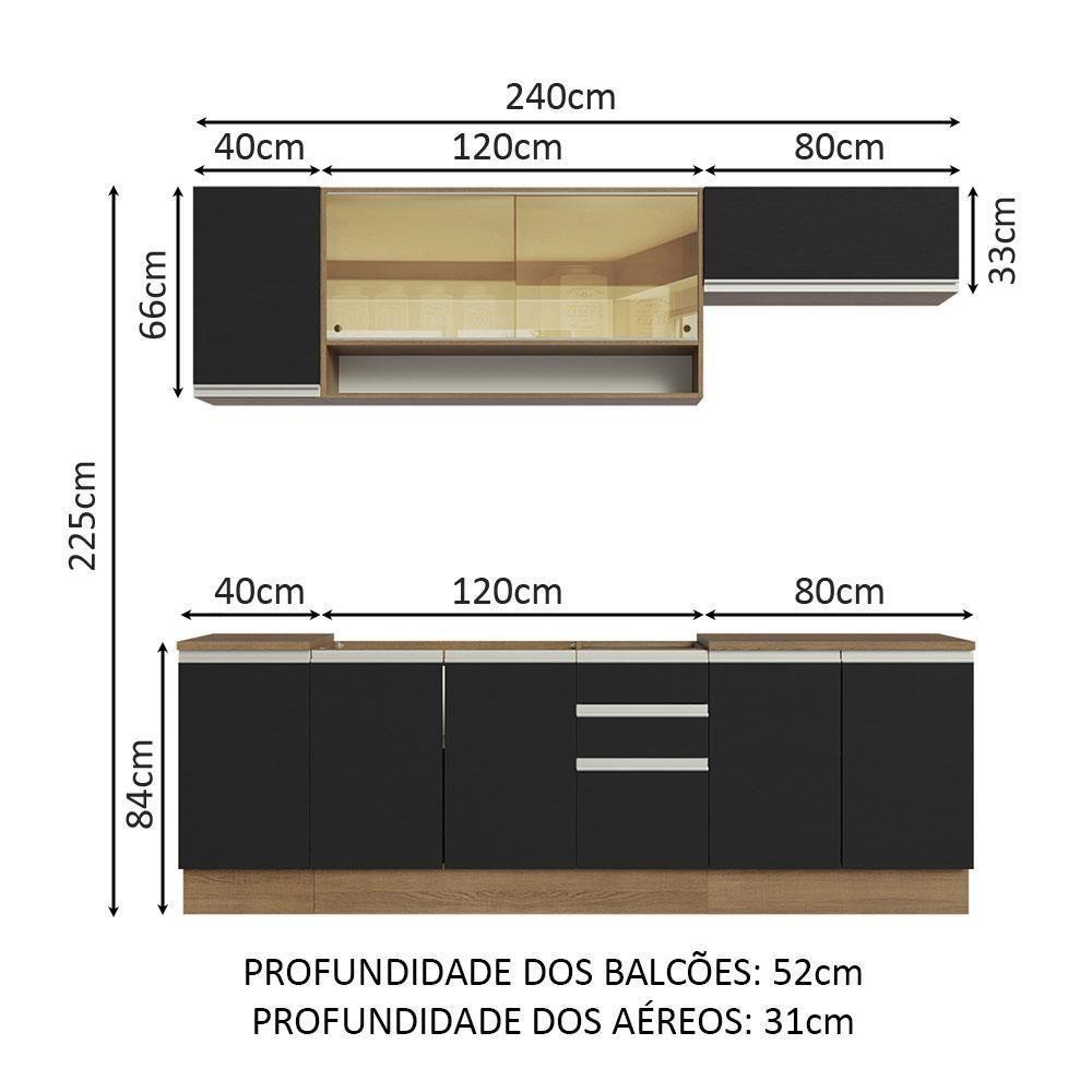 Cozinha Completa 240003 Com Armário E Balcão Rustic/Preto - 9