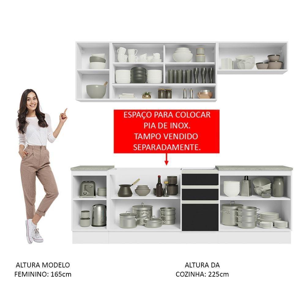 Cozinha Completa 240003 Com Armário E Balcão Branco/Preto - 7