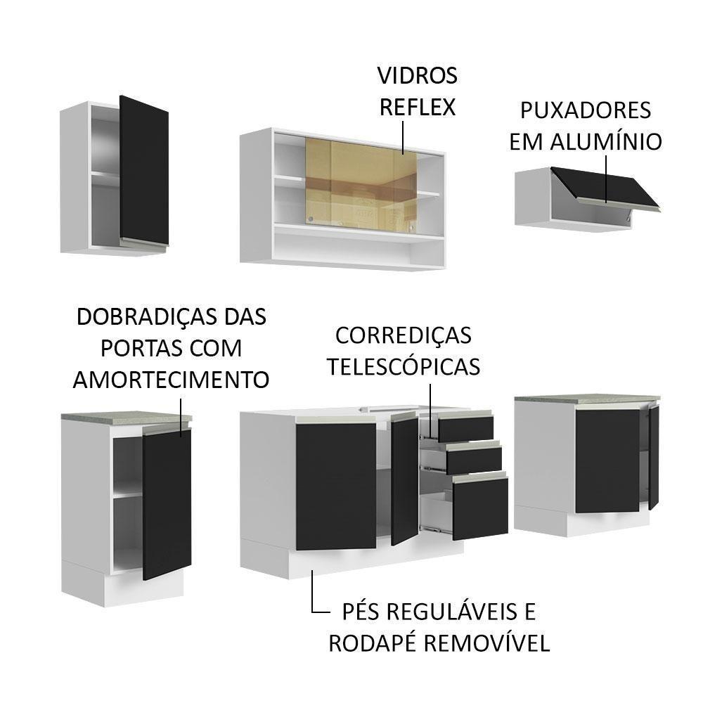 Cozinha Completa 240003 Com Armário E Balcão Branco/Preto - 8