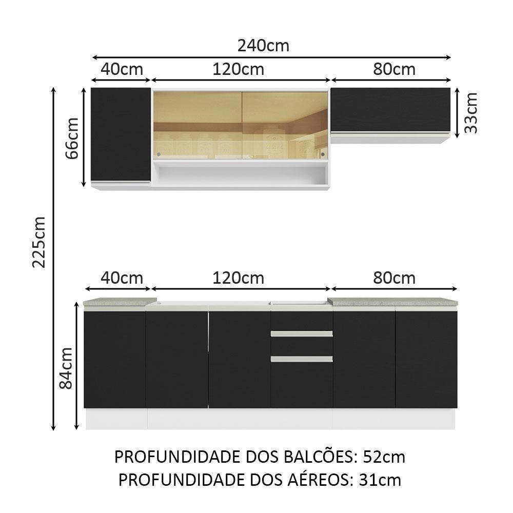 Cozinha Completa 240003 Com Armário E Balcão Branco/Preto - 9