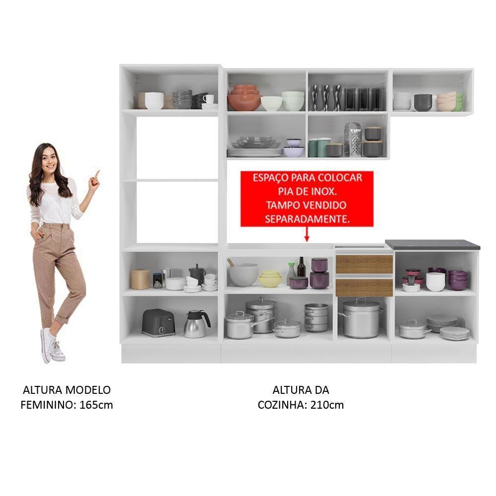 Cozinha Completa 100% Mdf Madesa Acordes Branco Rustic - 6