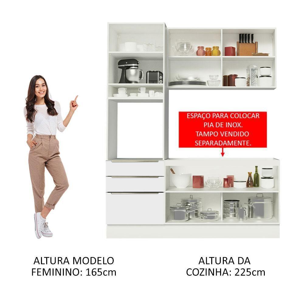 Cozinha Compacta Lux Com Armário E Balcão 5 Portas 3 Gavetas - 6