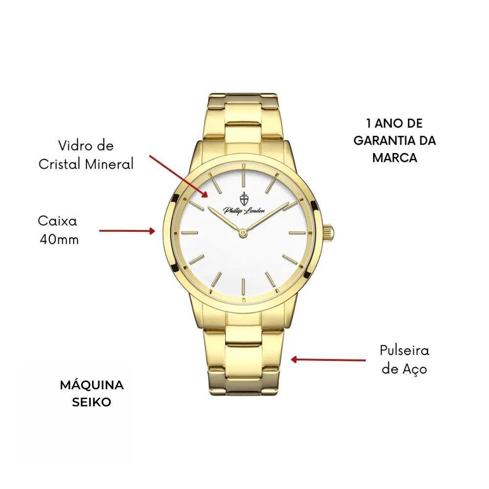 Relógio Masculino Beckham Steel Golden White 40mm - 5
