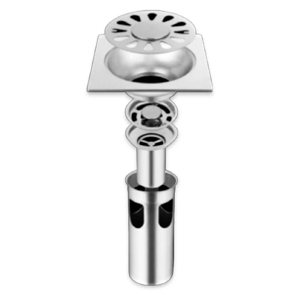 Ralo Inox 201 Inteligente 10x10cm Sem Mau Cheiro Tampa 2mm - 4