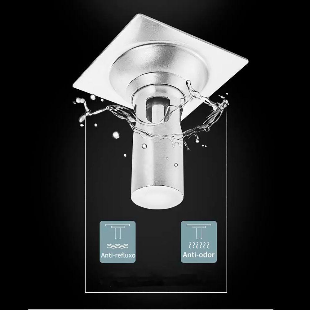 Ralo Inox 201 Inteligente 10x10cm Sem Mau Cheiro Tampa 2mm - 6