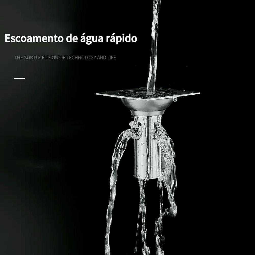 Ralo Inox 201 Inteligente 10x10cm Sem Mau Cheiro Tampa 2mm - 7