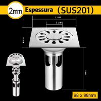 Ralo Inox 201 Inteligente 10x10cm Sem Mau Cheiro Tampa 2mm - 8