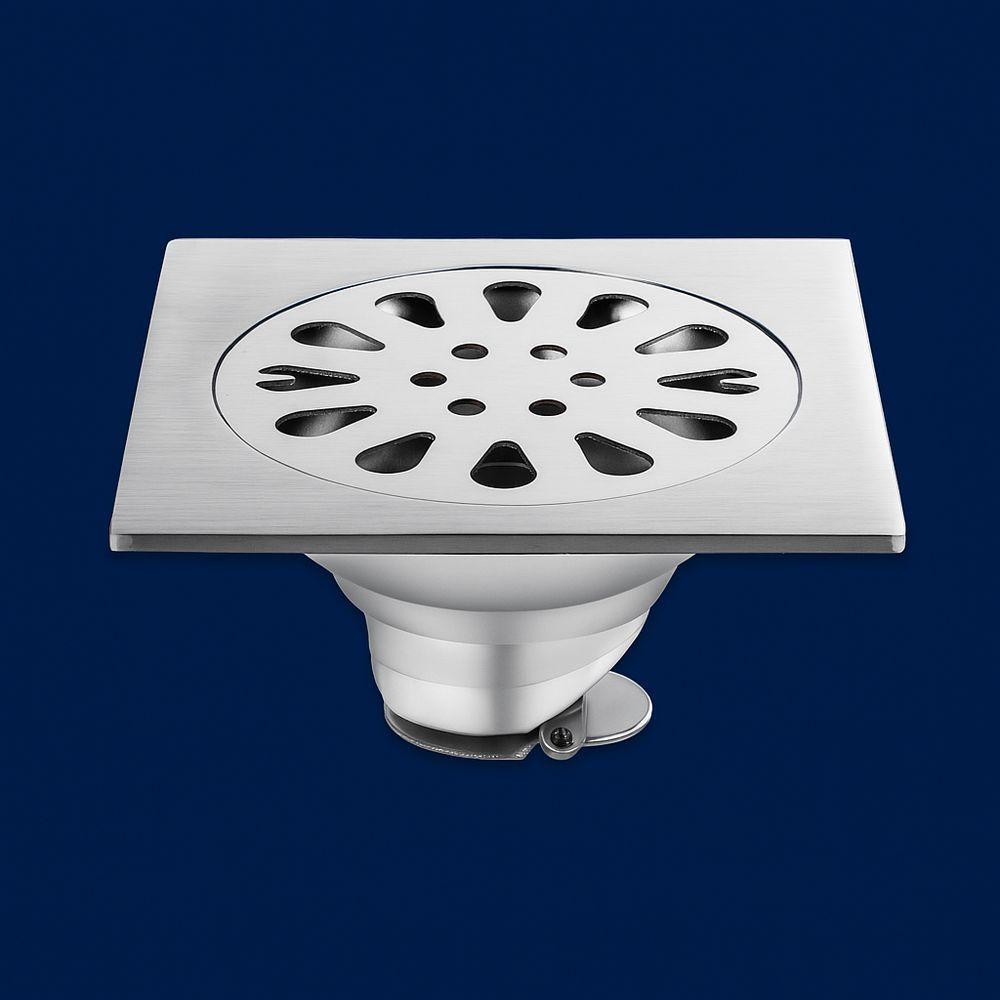 Ralo Banheiro Quadrado 10x10cm Aço Inox Anti Odores Insetos - 2