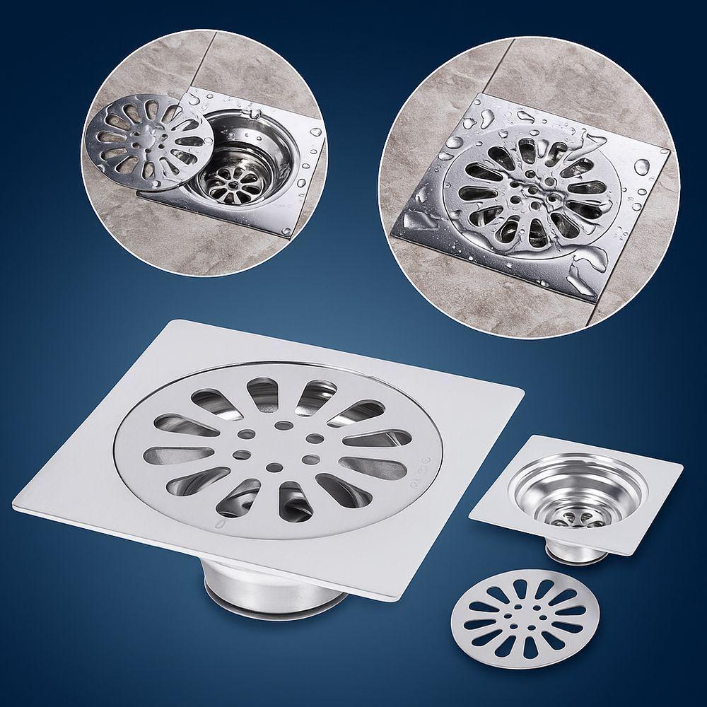 Ralo Banheiro Quadrado 10x10cm Aço Inox Anti Odores Insetos - 8