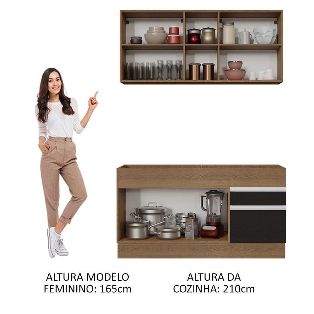 Cozinha Compacta 150002 Com Armário E Balcão Rustic/Preto - 7