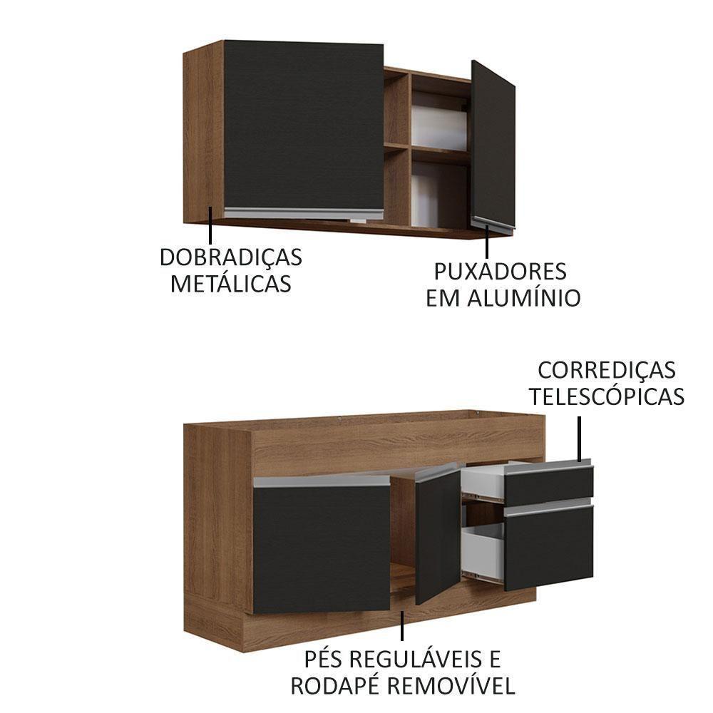 Cozinha Compacta 150002 Com Armário E Balcão Rustic/Preto - 8