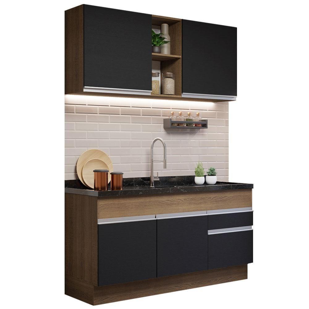 Cozinha Compacta 150002 Com Armário E Balcão Rustic/Preto - 10
