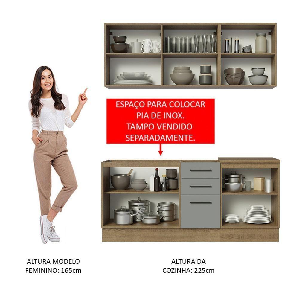 Cozinha Completa 180001 Com Armário E Balcão Rustic/Cinza - 7