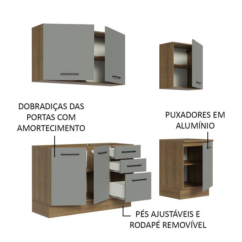 Cozinha Completa 180001 Com Armário E Balcão Rustic/Cinza - 8