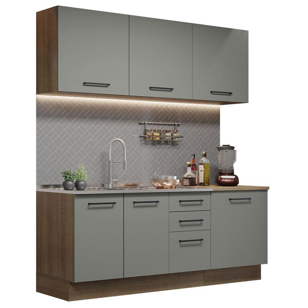 Cozinha Completa 180001 Com Armário E Balcão Rustic/Cinza - 10