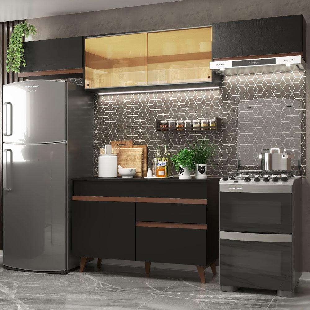 Cozinha Compacta Madesa Reims Com Armário E Balcão Preto - 1