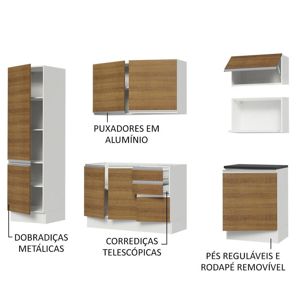 Cozinha Completa 100% Mdf Madesa Acordes Branco Rustic - 2