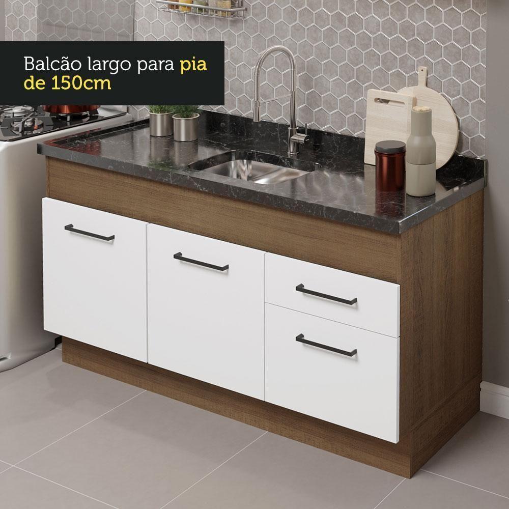 Cozinha Compacta 150002 Com Armário E Balcão Rustic/branco - 5