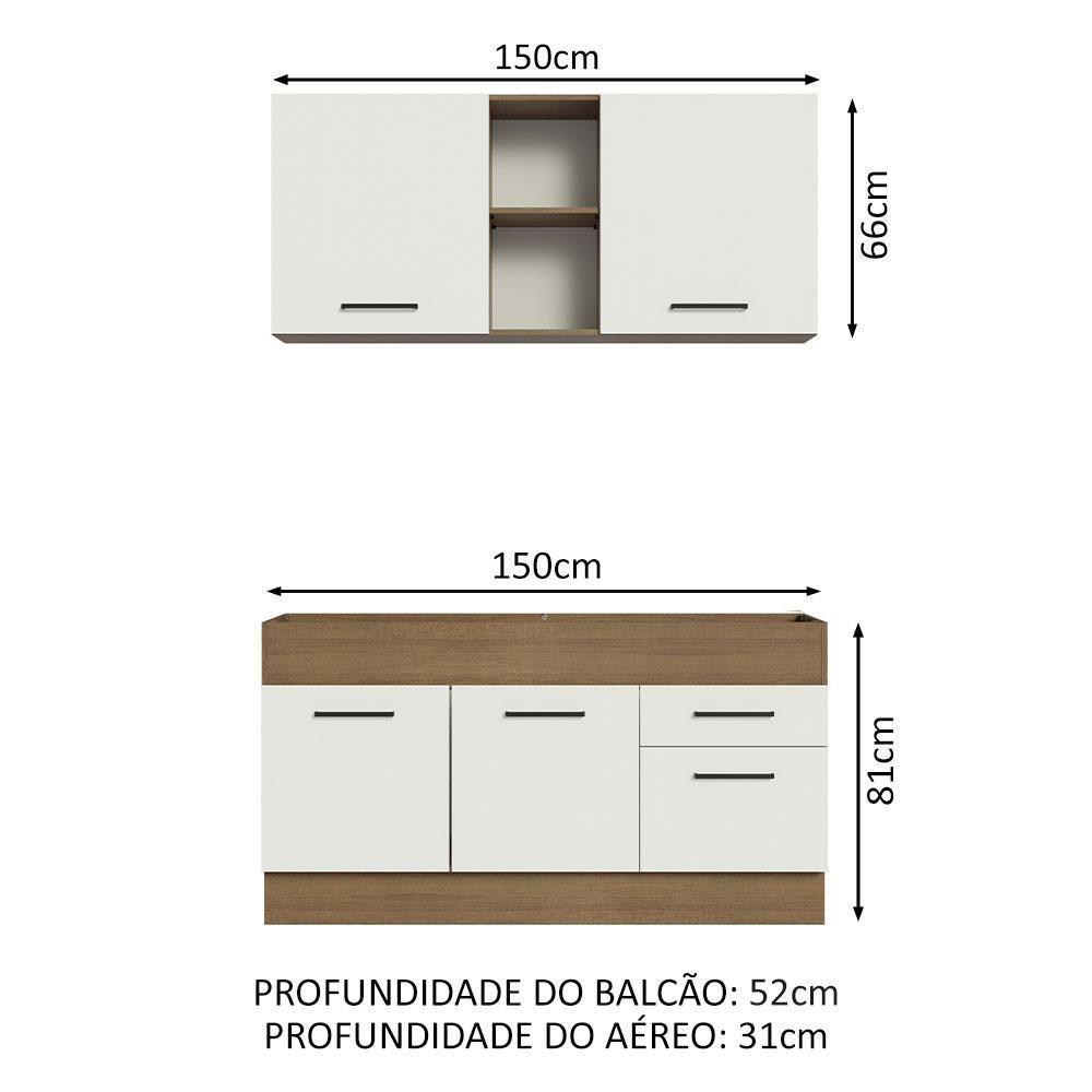 Cozinha Compacta 150002 Com Armário E Balcão Rustic/branco - 8