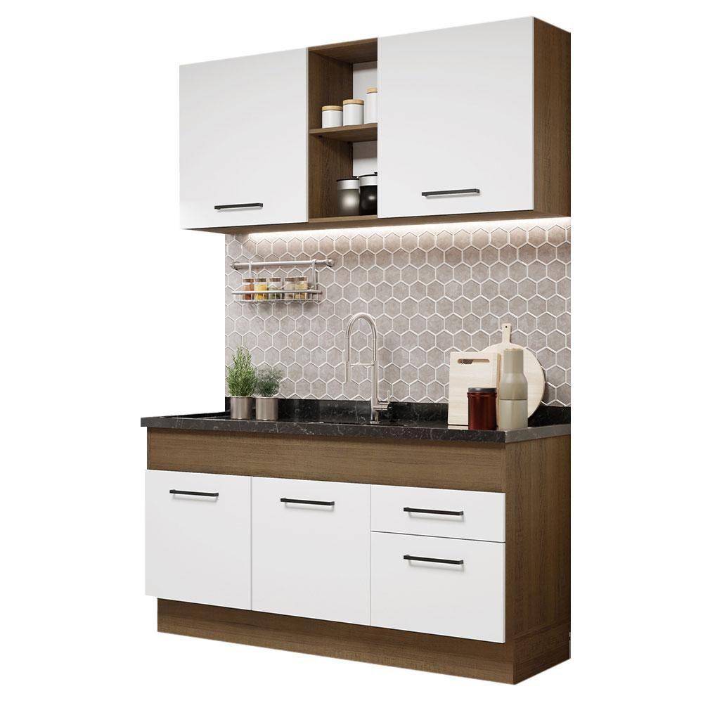 Cozinha Compacta 150002 Com Armário E Balcão Rustic/branco - 9