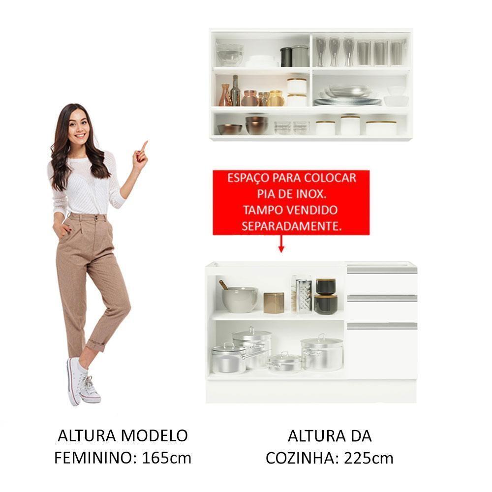 Cozinha Compacta Glamy Com Armário E Balcão sem Tampo E Pia - 9