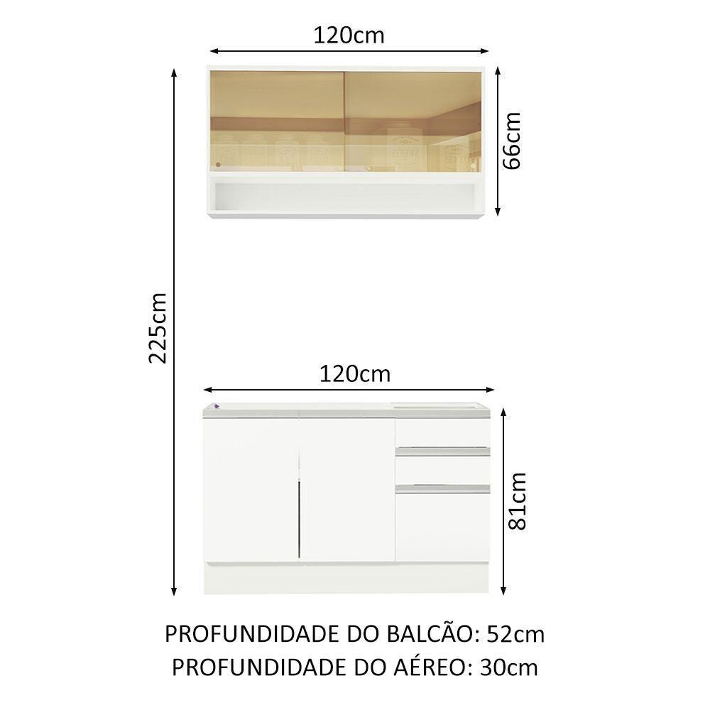 Cozinha Compacta Glamy Com Armário E Balcão sem Tampo E Pia - 7