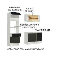 Cozinha Compacta Diamante Pop com Armário Branco Preto - 10