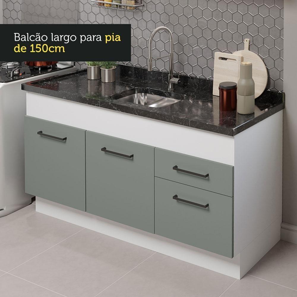 Cozinha Compacta 150002 Com Armário E Balcão Branco/Cinza - 6