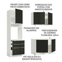 Cozinha Compacta com Armário 5 Portas 3 Gavetas Branco Preto - 5