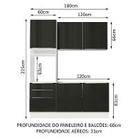 Cozinha Compacta com Armário 5 Portas 3 Gavetas Branco Preto - 6