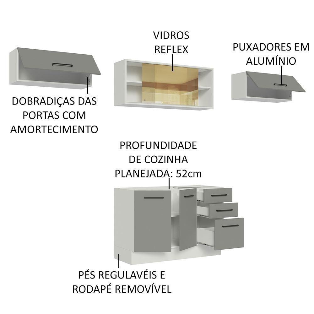 Cozinha Compacta 280003 Com Armário E Balcão Branco/Cinza - 8