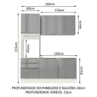 Cozinha Compacta Lux com Armário 5 Portas 3 Gavetas Branco - 8