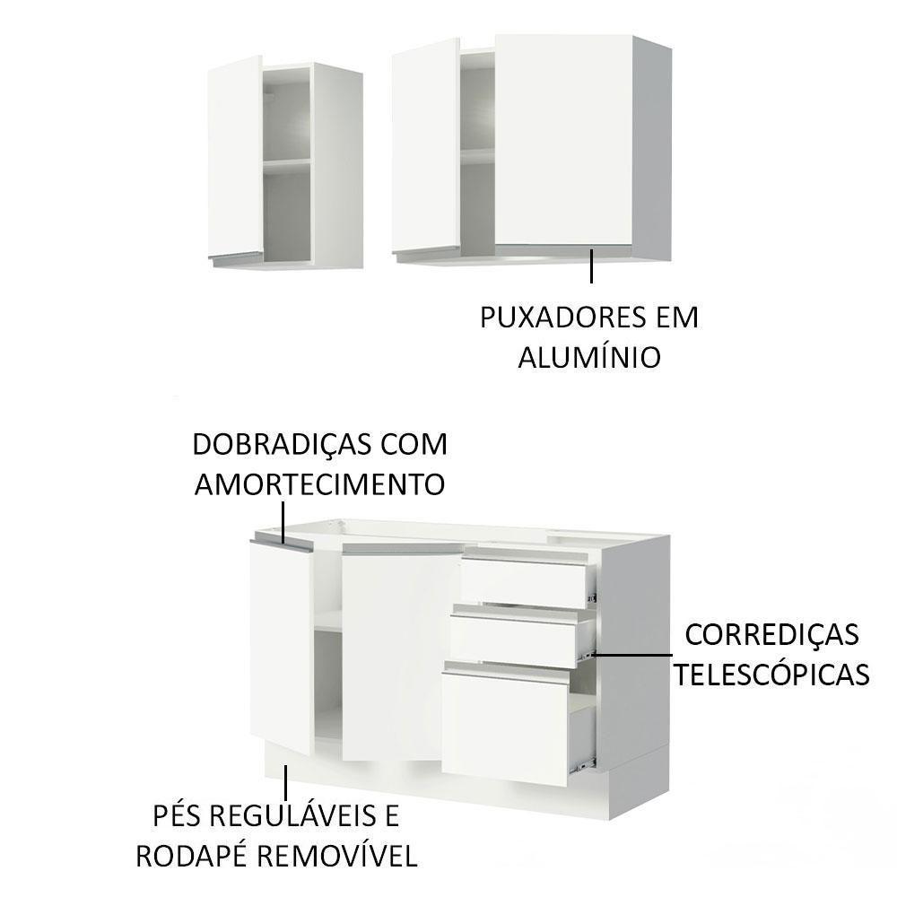 Cozinha Compacta Glamy Com Armário E Balcão sem Tampo E Pia - 9