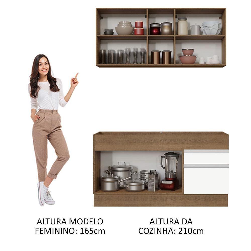 Cozinha Compacta 150002 Com Armário E Balcão Rustic/branco - 7