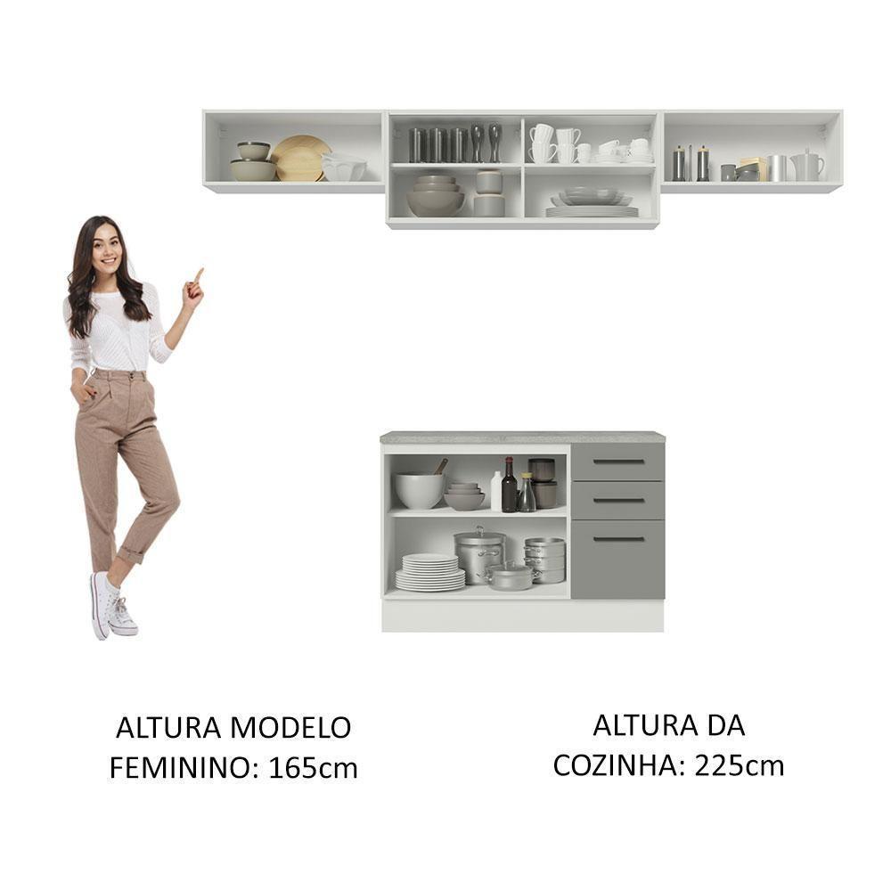 Cozinha Compacta 280004 Com Armário E Balcão Branco/Cinza - 7