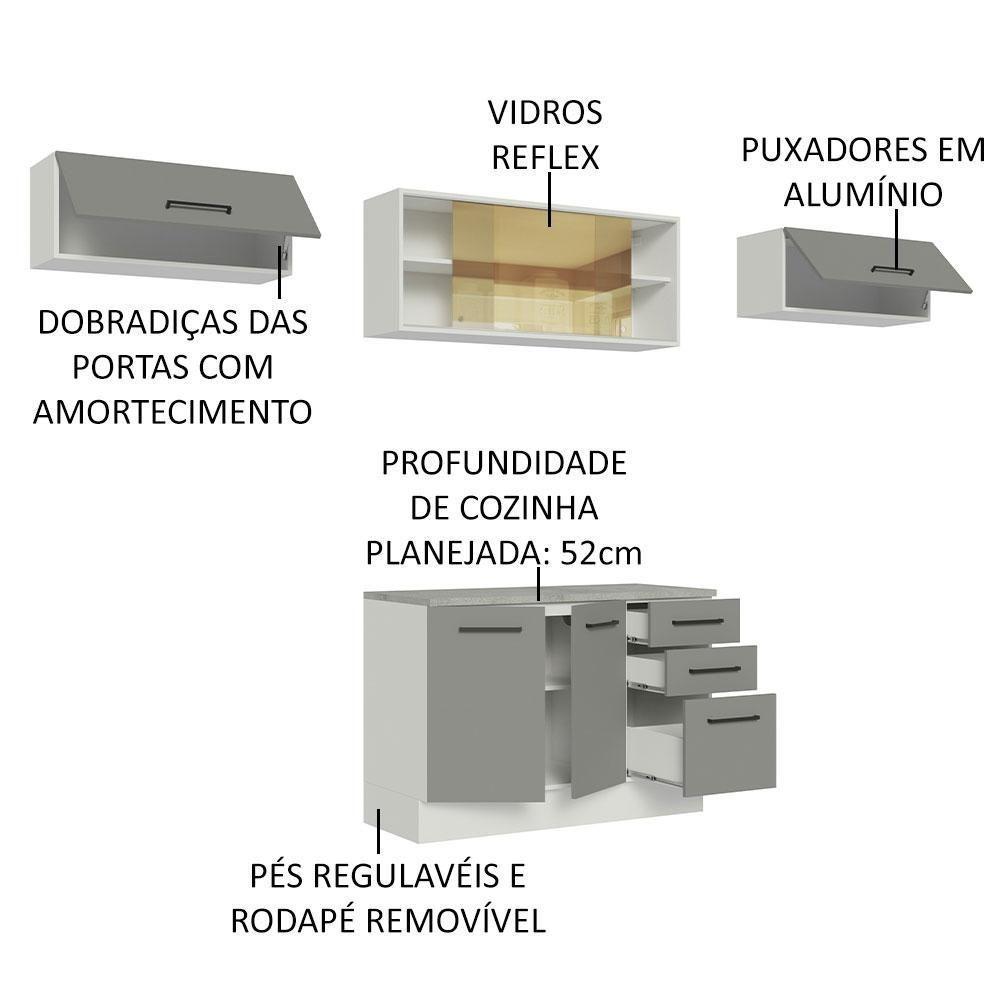 Cozinha Compacta 280004 Com Armário E Balcão Branco/Cinza - 8