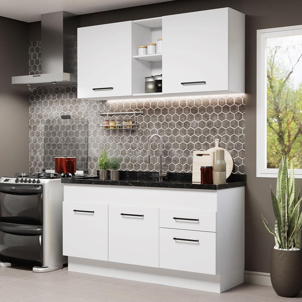 Cozinha Compacta 150002 Com Armário E Balcão Branco Branco - 1