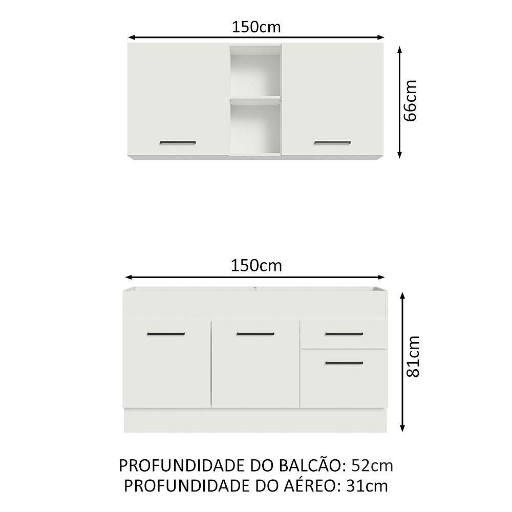 Cozinha Compacta 150002 Com Armário E Balcão Branco Branco - 9
