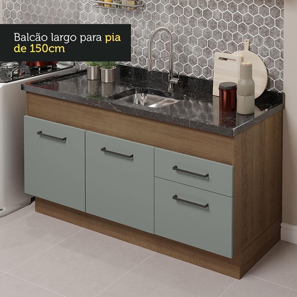 Cozinha Compacta 150002 Com Armário E Balcão Rustic/Cinza - 6
