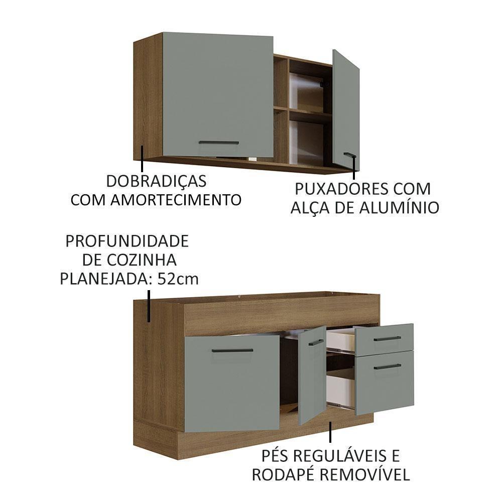 Cozinha Compacta 150002 Com Armário E Balcão Rustic/Cinza - 8