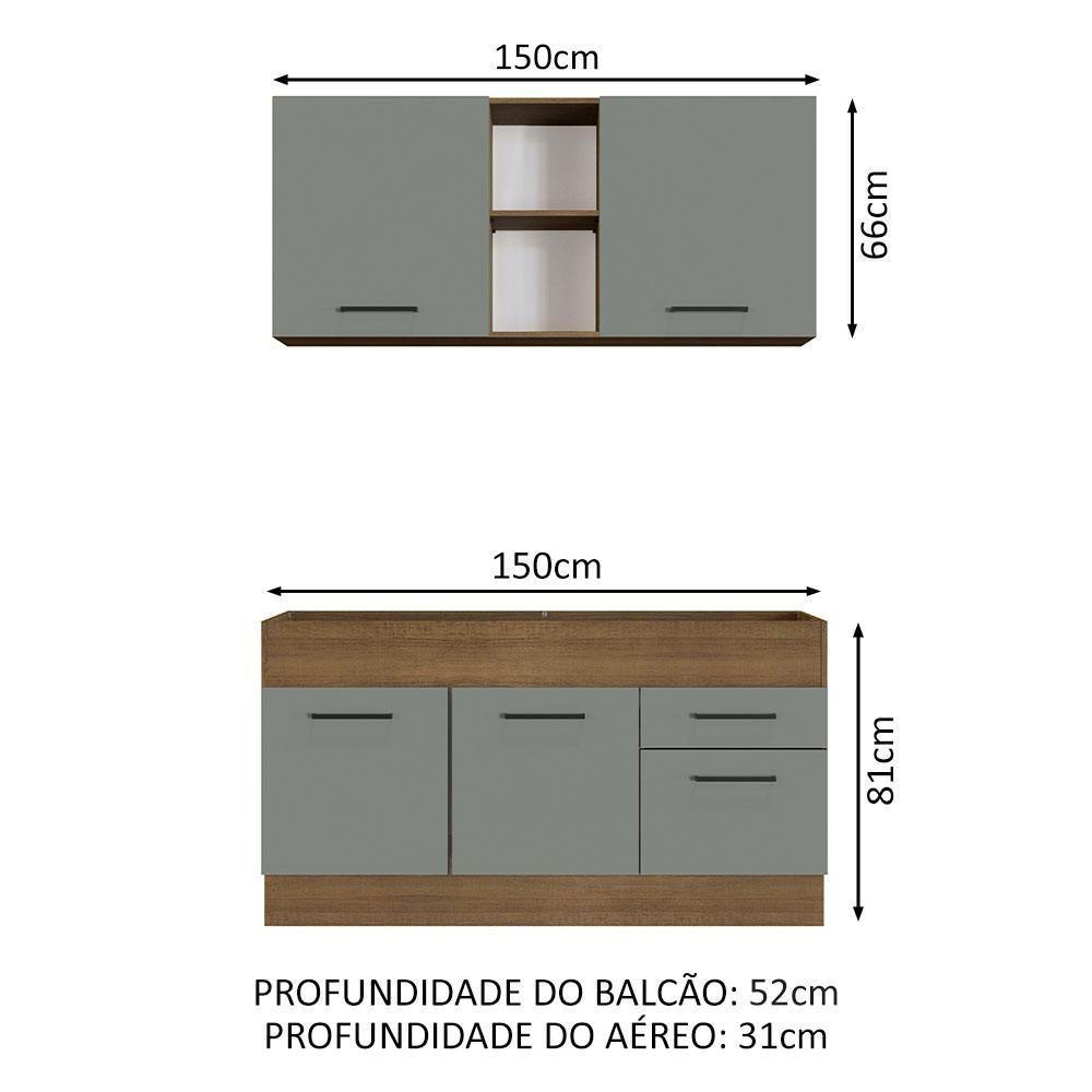 Cozinha Compacta 150002 Com Armário E Balcão Rustic/Cinza - 9